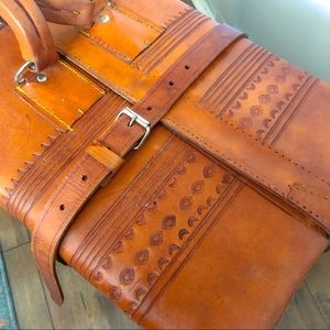 Vintage Embossed Leather Suitcase
